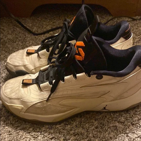 Jordan Cream and Black Sneakers with Chunky Design and Black Accents